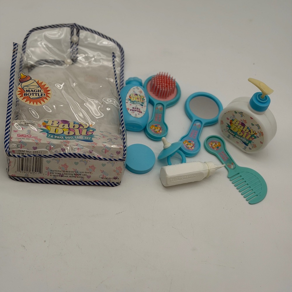 Vintage Gi-Go Toy Baby Doll Care Set 69511 Blue Accessories Incomplete Set Rare
